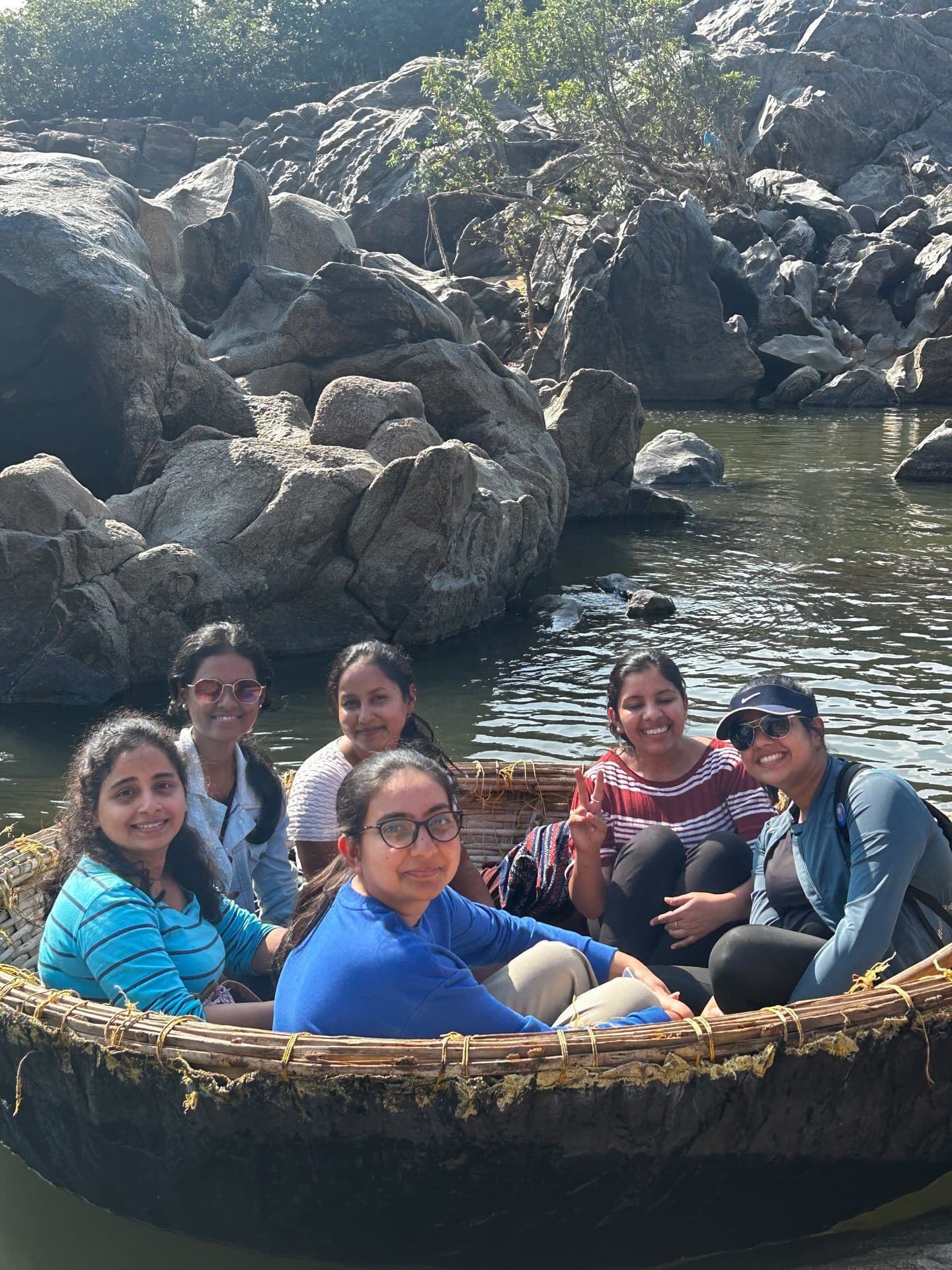 Coracle ride on the Tungabhadra, Hampi