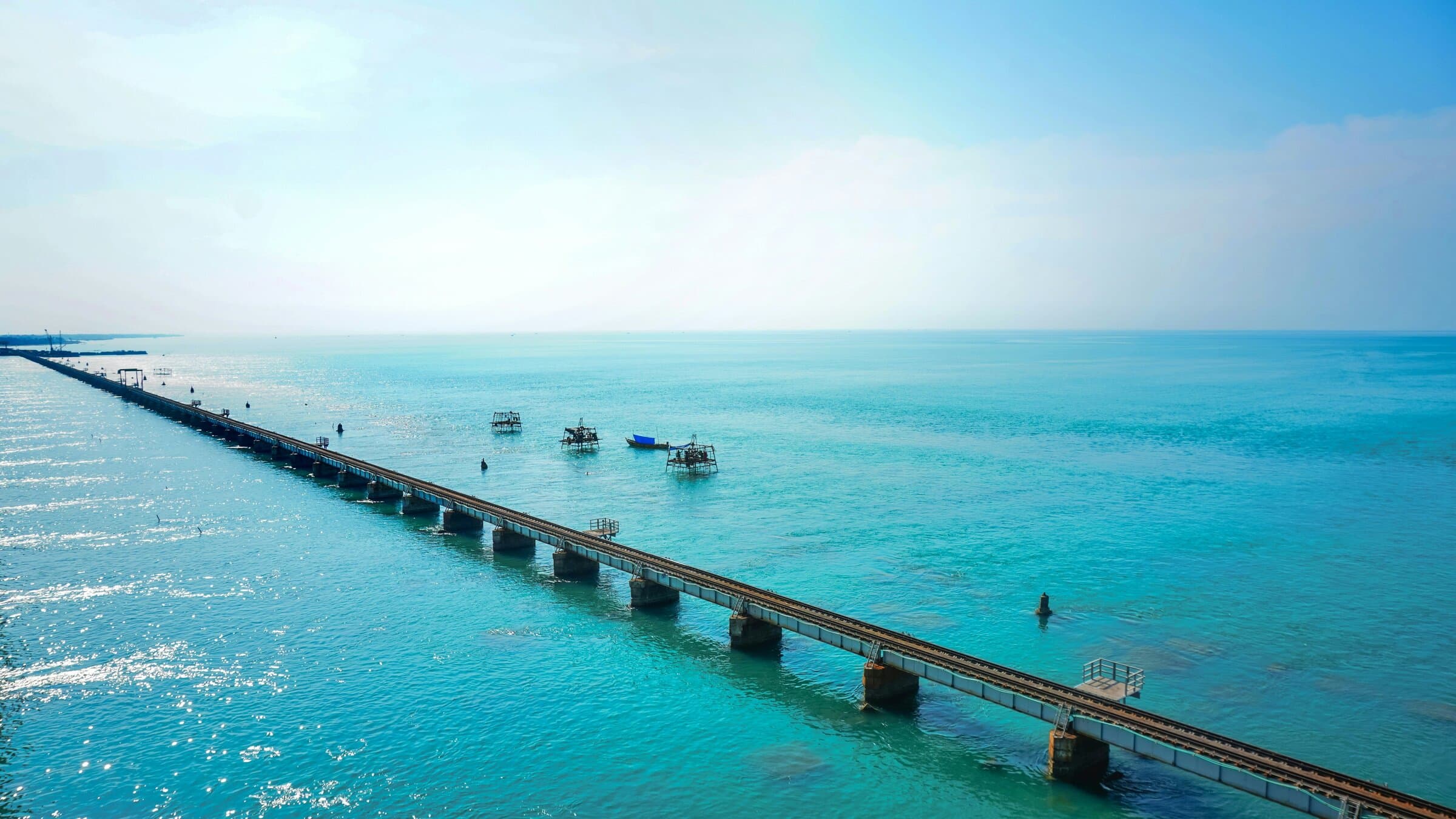 The Pamban bridge over the sea